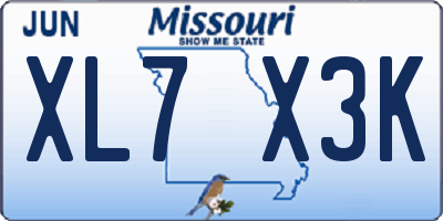 MO license plate XL7X3K