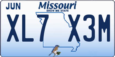 MO license plate XL7X3M