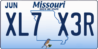 MO license plate XL7X3R
