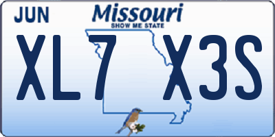 MO license plate XL7X3S