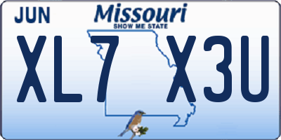 MO license plate XL7X3U