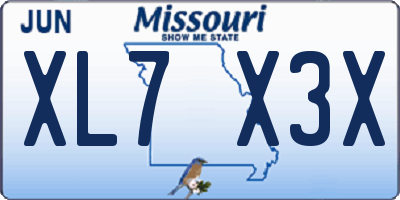 MO license plate XL7X3X