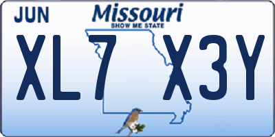 MO license plate XL7X3Y