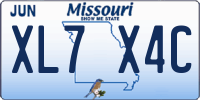 MO license plate XL7X4C