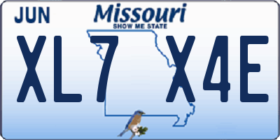 MO license plate XL7X4E