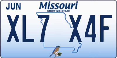 MO license plate XL7X4F