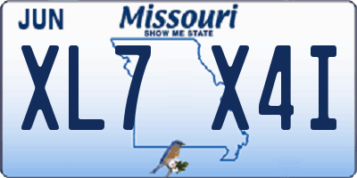 MO license plate XL7X4I