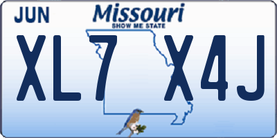 MO license plate XL7X4J