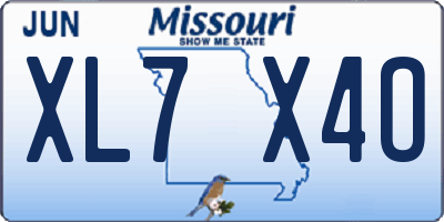 MO license plate XL7X4O