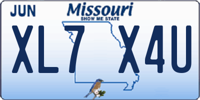 MO license plate XL7X4U
