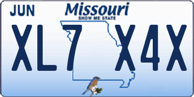 MO license plate XL7X4X