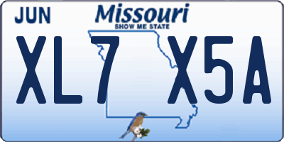 MO license plate XL7X5A