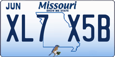MO license plate XL7X5B