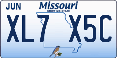 MO license plate XL7X5C