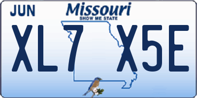 MO license plate XL7X5E