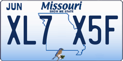 MO license plate XL7X5F