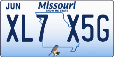 MO license plate XL7X5G