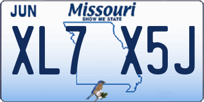 MO license plate XL7X5J