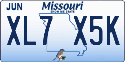 MO license plate XL7X5K