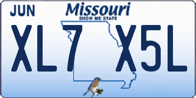 MO license plate XL7X5L