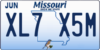MO license plate XL7X5M
