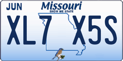 MO license plate XL7X5S