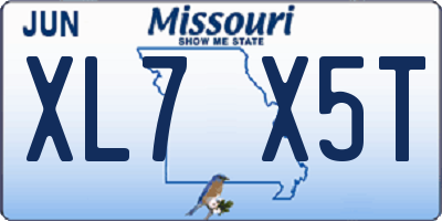 MO license plate XL7X5T
