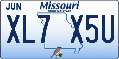 MO license plate XL7X5U