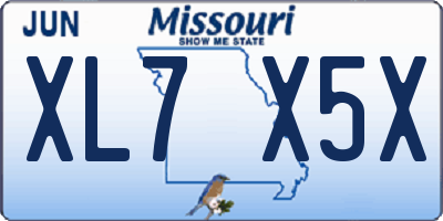 MO license plate XL7X5X