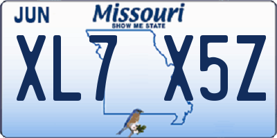 MO license plate XL7X5Z