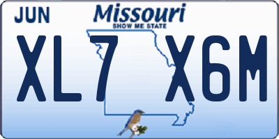 MO license plate XL7X6M