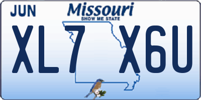 MO license plate XL7X6U