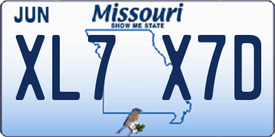 MO license plate XL7X7D