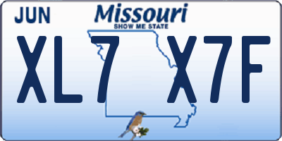MO license plate XL7X7F