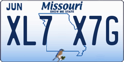 MO license plate XL7X7G