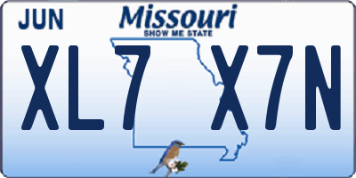 MO license plate XL7X7N
