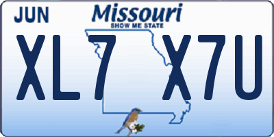 MO license plate XL7X7U