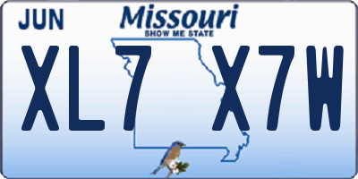 MO license plate XL7X7W