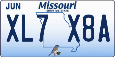 MO license plate XL7X8A