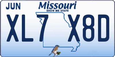 MO license plate XL7X8D
