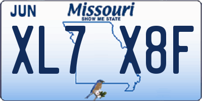 MO license plate XL7X8F