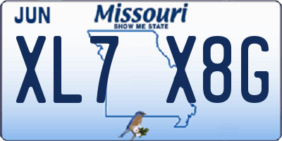 MO license plate XL7X8G