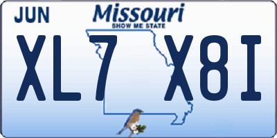 MO license plate XL7X8I