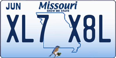 MO license plate XL7X8L