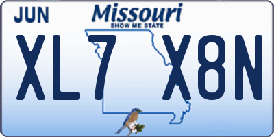 MO license plate XL7X8N