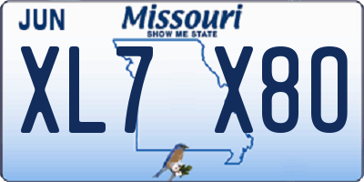 MO license plate XL7X8O