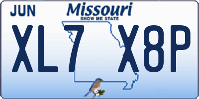MO license plate XL7X8P