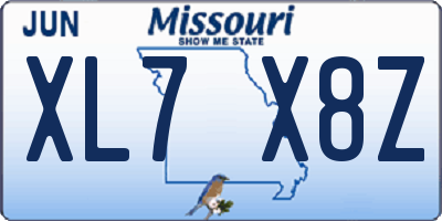 MO license plate XL7X8Z
