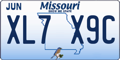 MO license plate XL7X9C