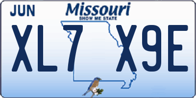 MO license plate XL7X9E